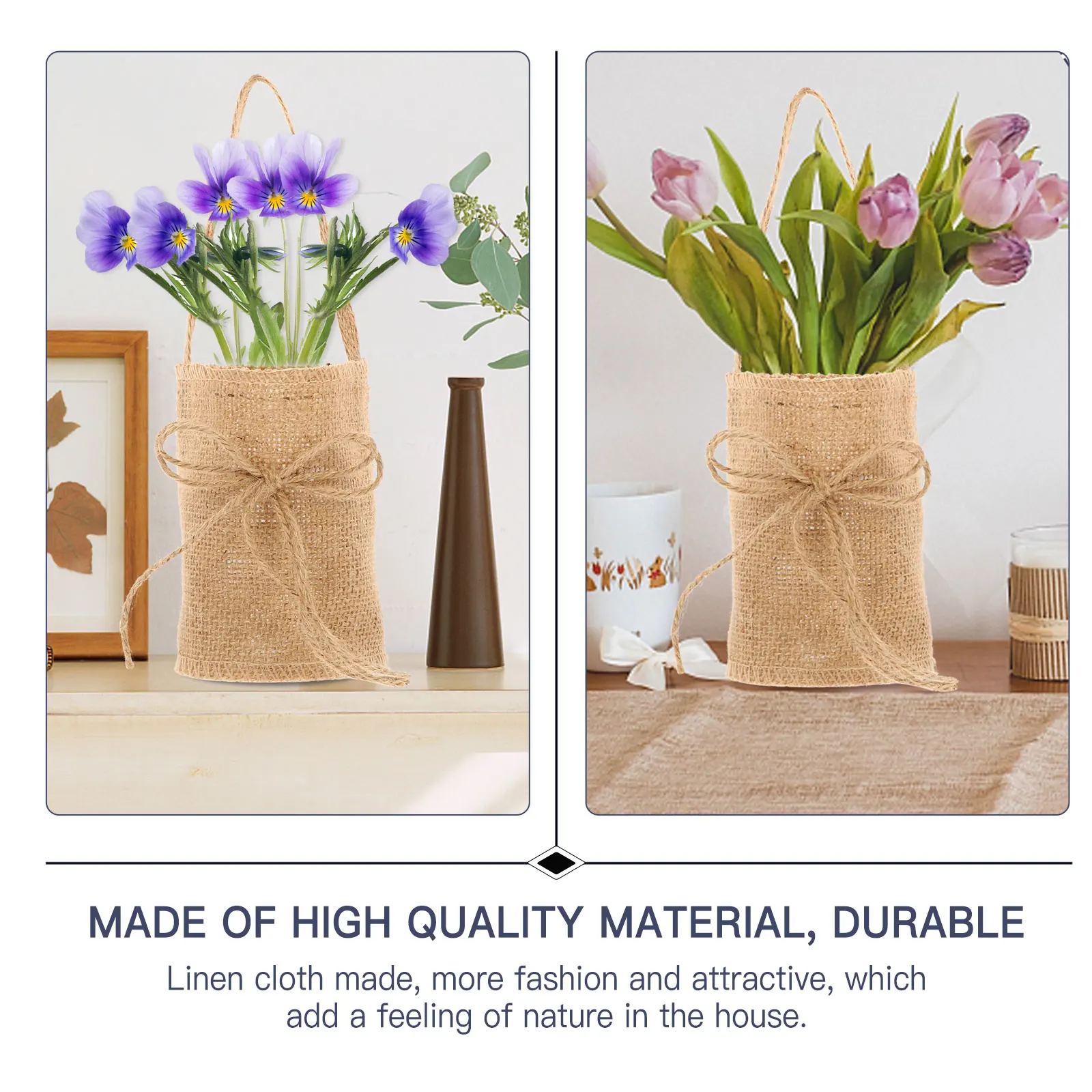 

2Pcs Beautiful Linen Storage Baskets Decorative Flower Baskets Wedding Props for Celebrations