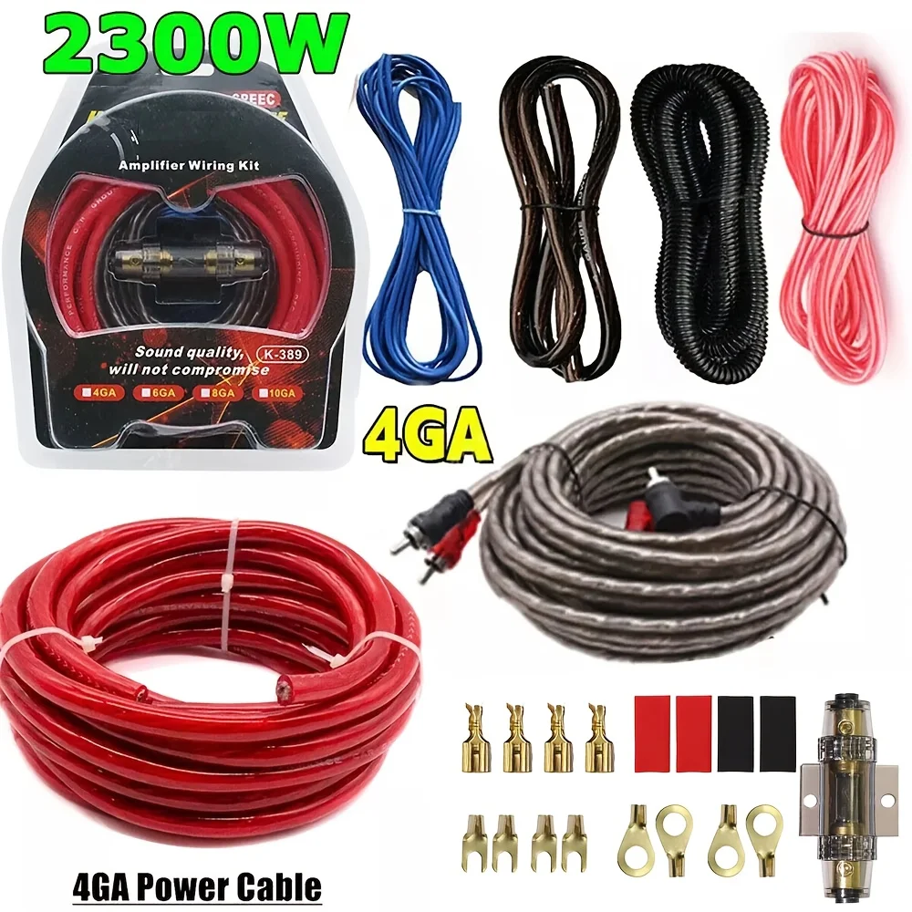 

4 Gauge Car Audio Cable Kit Amplifier Install Amp RCA Subwoofer Sub Wiring 2300W
