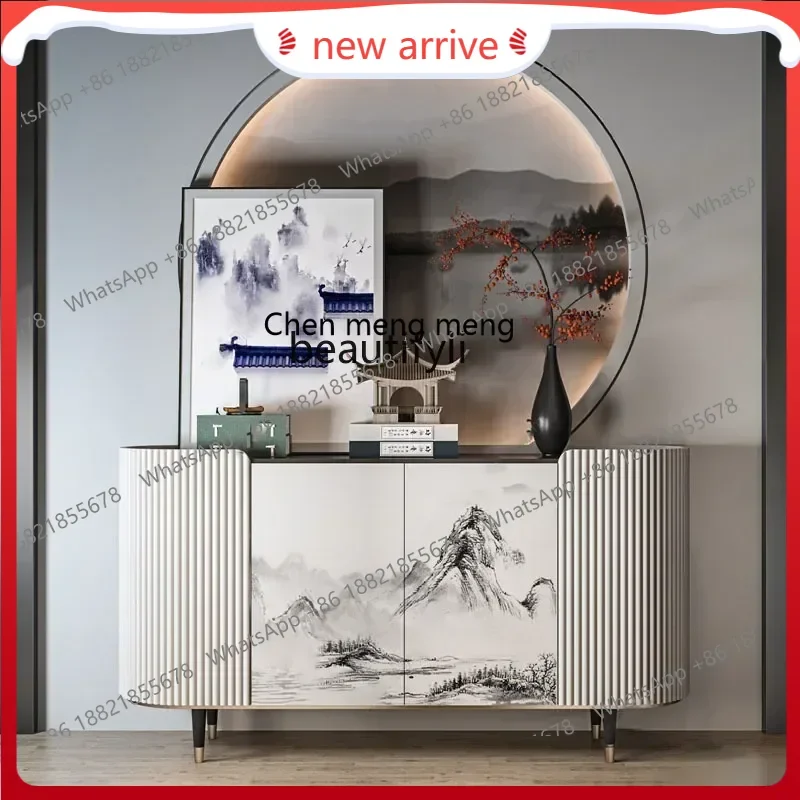 

SS ss7486 New Chinese-style entrance cabinet light luxury solid wood partition painted dining side cabinet feng shui end view ta