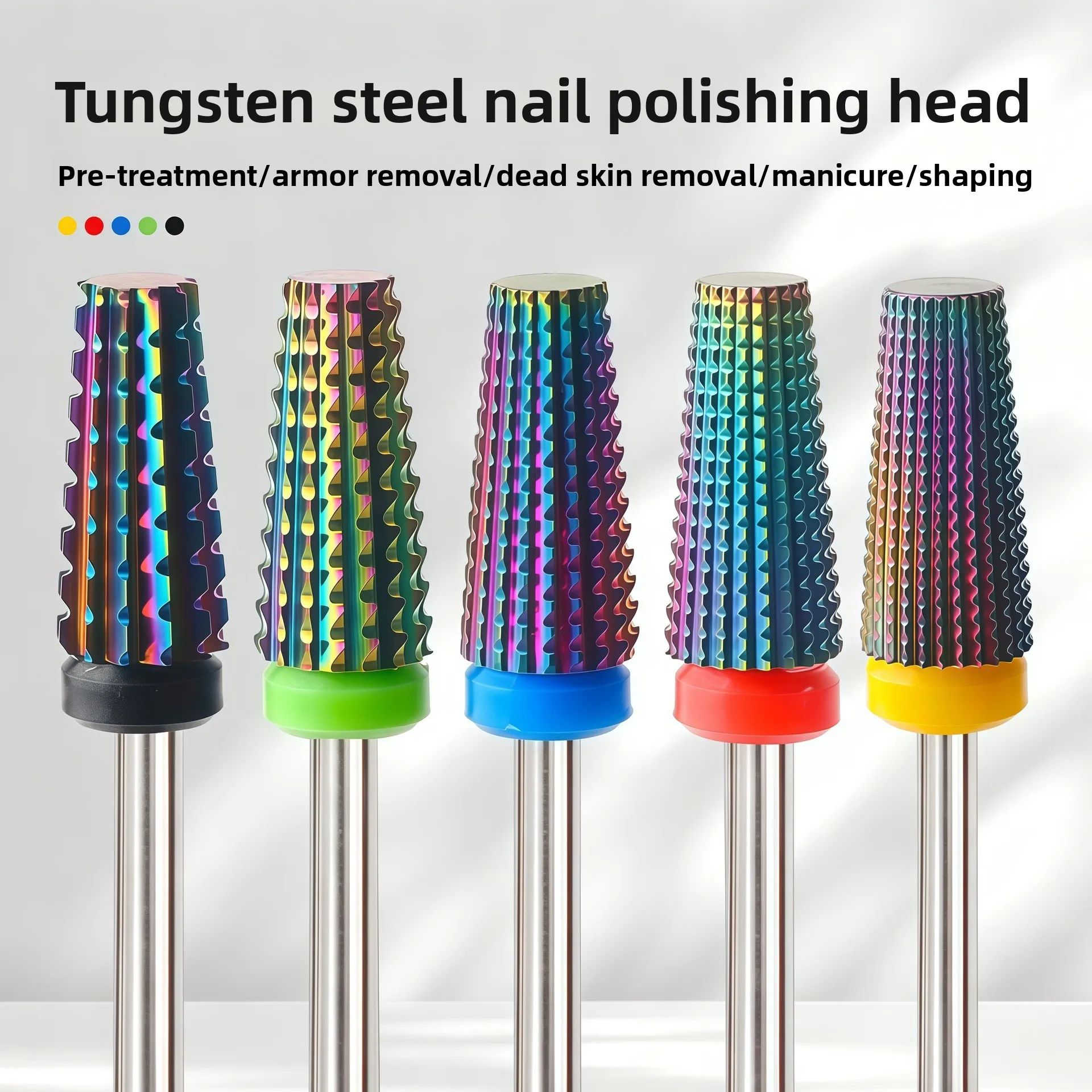 Color Tungsten Steel Nail Drill Bits, Premium Fast Removal Polishing Bits for Nail Art Machine Manicure Tools