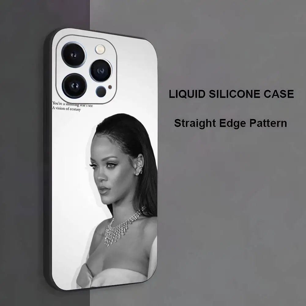 حافظة هاتف Singer R-Rihanna لهاتف iPhone 17,16,15,14,13,12,11,Pro Max,XS,X,XR,SE,Mini,8,7,غطاء أسود من السيليكون الناعم #5