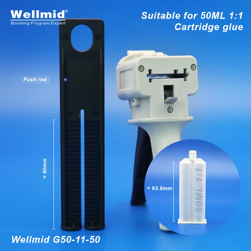 Imagem -03 - Pistola Dispensadora de Adesivos Epóxi 50ml 1:1 Kit 2k Portátil Tubo Duplo Dispensador de Mistura Loctite Araldite Cartuchos 3m Pistola de Cola ab