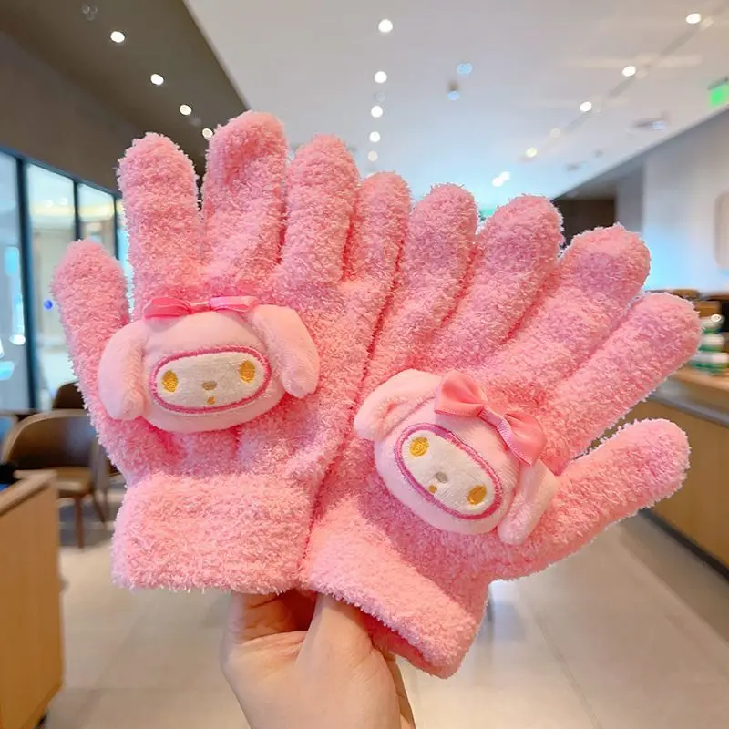 Sanrio Kuromi Melody Cute Glove for Boys Girls Anime Cartoon Knitted Gloves Children Winter Warm Fashion Mittens Kids New Gifts