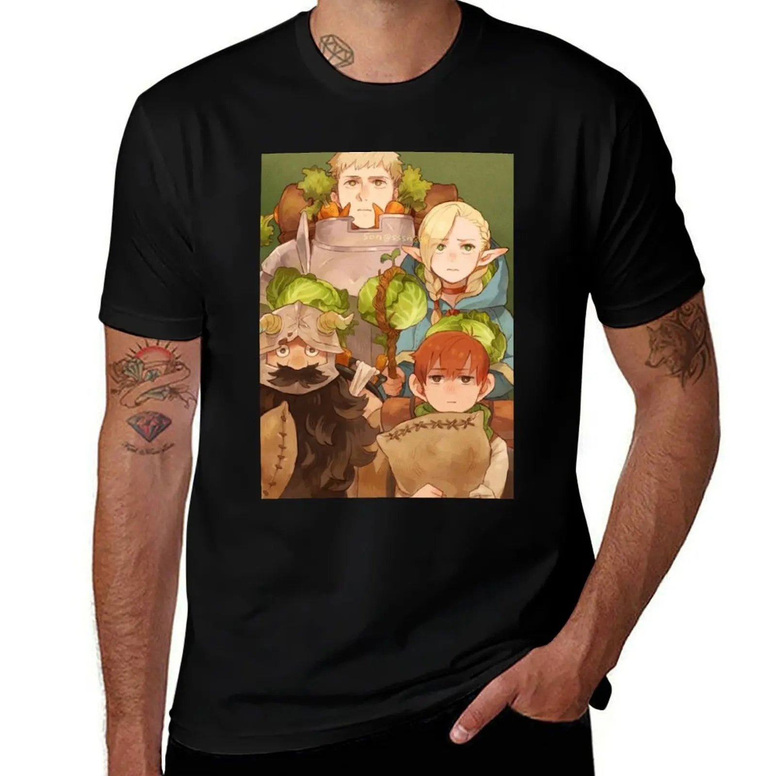 Dungeon Meshi All Together Art T-Shirt blue archive cotton graphic tees oversized t shirt cute clothes black t-shirts for men