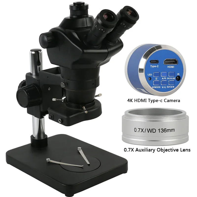 8X50X Industrial Lab Simul-Focal Continuous Zoom Stereo Microscope Trinocular Microscope WF10X22mm Lens For PCB Soldering Repair