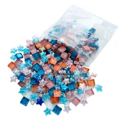 350 Pcs Glitter And Clear Mosaic Tiles Cube And Star Assorted Color Glass Crystal Craft Children Diy Creating Accessories