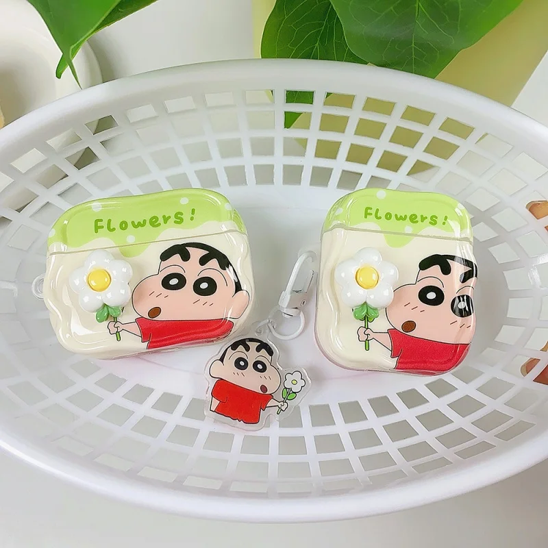 

Cute Crayon Shin-chan flower earphone Case Earphone Case for AirPods 1 2 3 Pro 4 Pro2 2nd Funny Wireless Bluetooth Headset ﻿
