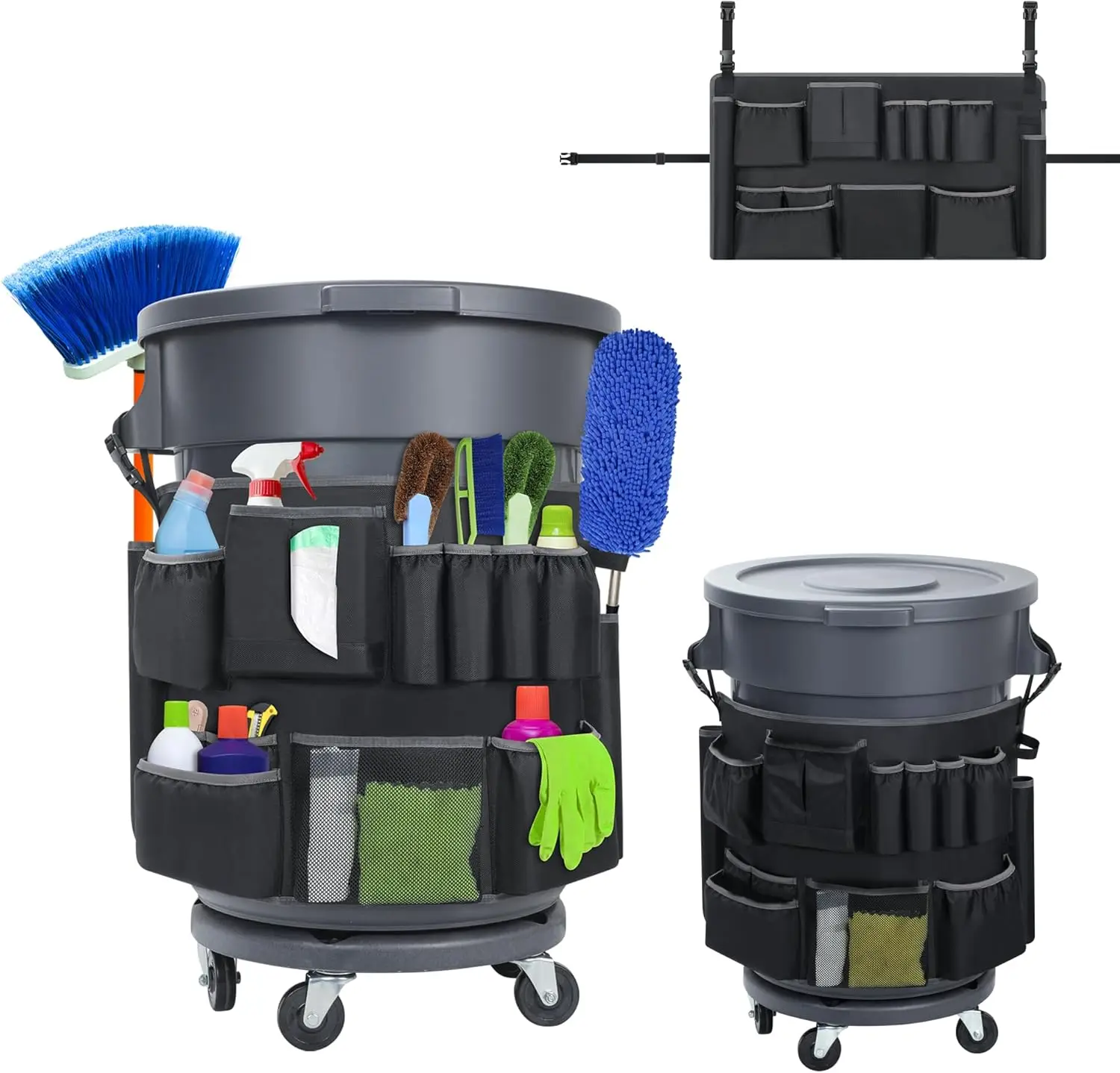 

Мешки-органайзеры для мусорных баков объемом 32-55 галлонов, сумка-органайзер для мусорных контейнеров с 13 карманами, совместимые с Brute и Uline, Commerci