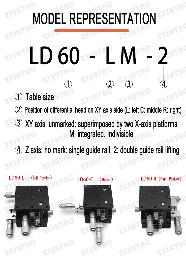 Imagem -06 - Estação de Corte Xyz-axis Plataforma de Deslocamento Manual Estágio Linear Mesa Deslizante Xyz60-lm Ld40 60 80 90 125-rm 40x40 mm 60x60 mm