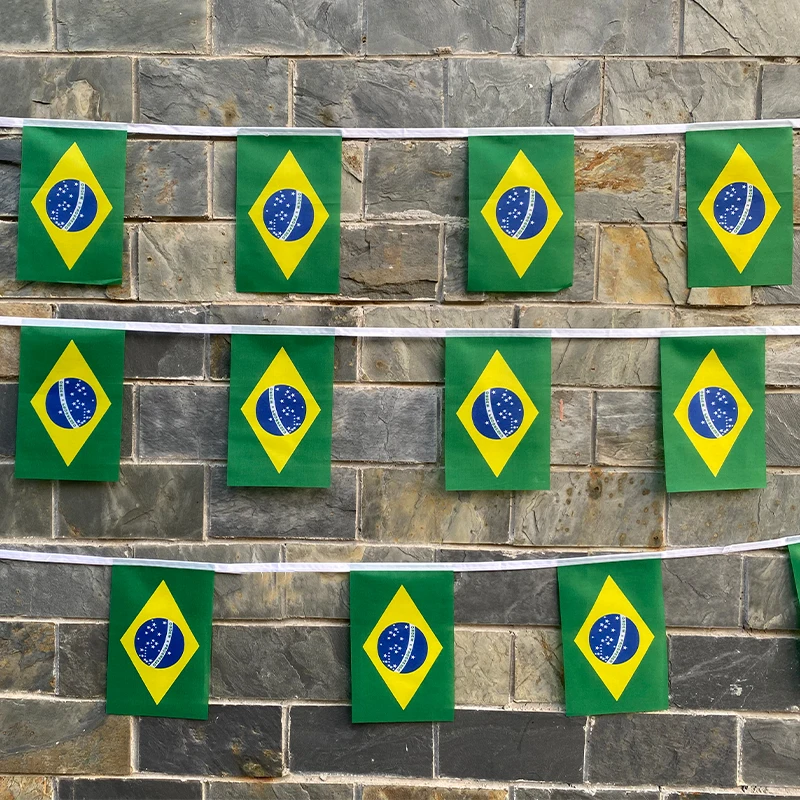 EOODLOVE Brazil Small Size Flag 14x21cm Size 20 pieces High Quality Polyester Indoor and Outdoor Brazilian Decorative Flags