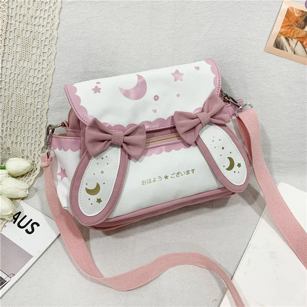 Women Lolita Bow Tie Fashion Shoulder Bags Japanese Style Cute Rabbit Crossbody Bag Girls Kawaii Satchel Bag Sweet Messenger Bag