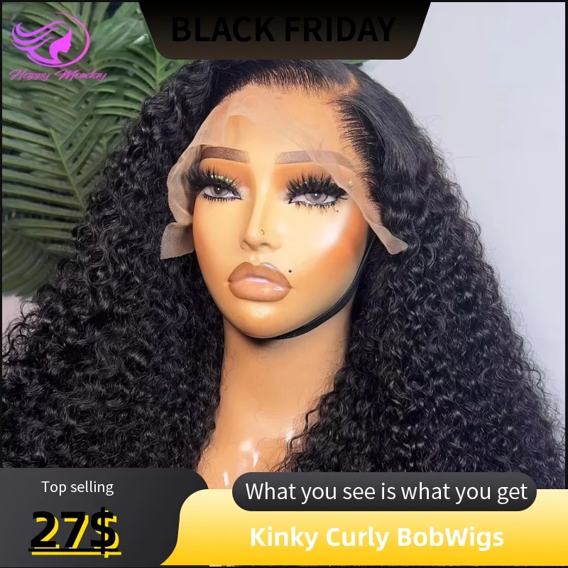 200% Density Deep Wave Bob Wig Human Hair for Women 13x4 Transparent Lace Frontal Wig High Density 4x4 Front Jerry Curls Wigs