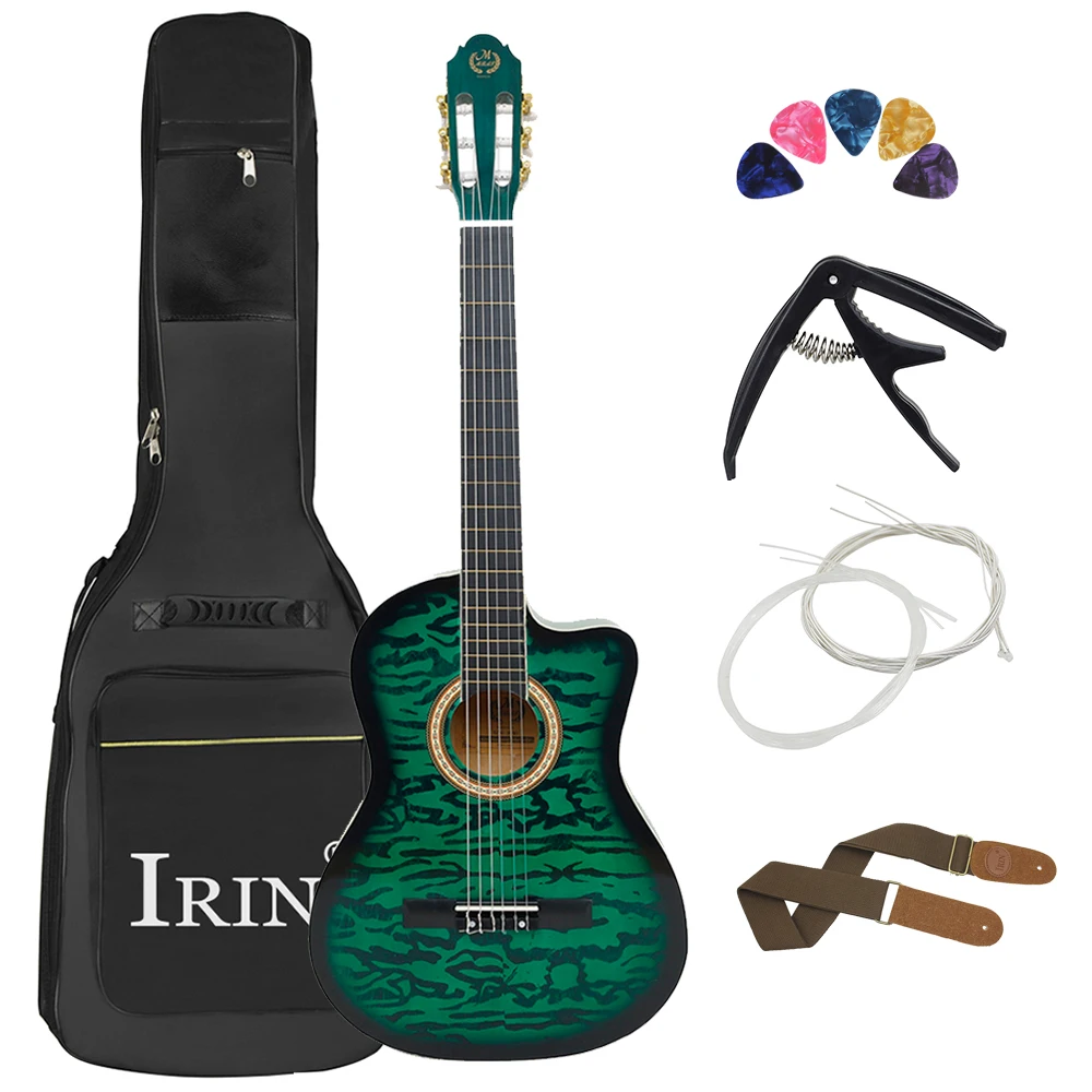 

39 Inch 6 Strings Classical Guitar Kit 19 Frets Basswood Classic Guitarra With Bag Capo Strings Picks Guitar Parts & Accessories