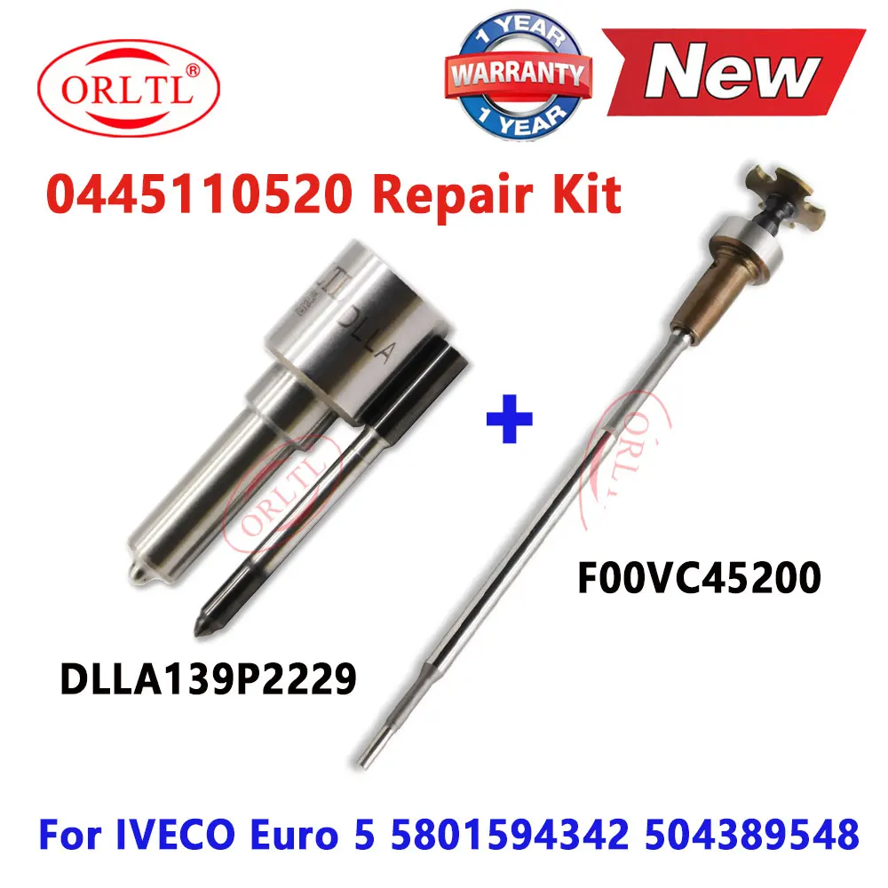 0445110520 New Injector Repair Kit DLLA139P2229 Nozzle F00VC45200 Valve 0445 110 520 for IVECO 5801594342 504389548