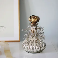 Creative Storage Jar with Lid French Brass Rose Decorative Perfume Bottle Living Room Desktop Retro Ornaments Home Decoration