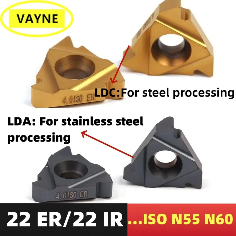 

5PCS 22ER 22IR 3.5ISO 4.0ISO 4.5ISO 5.0ISO 5.5ISO 6.0ISO N55 N60 LDA LDC Carbide Insert CNC Lathe Thread turning Cutter Tool