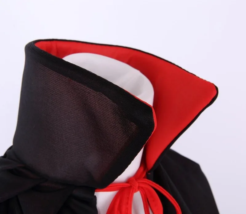 Capa reversível com capuz, fantasia de mascote com gola alta, preto vermelho dupla face medieval renascentista fantasia cosplay,