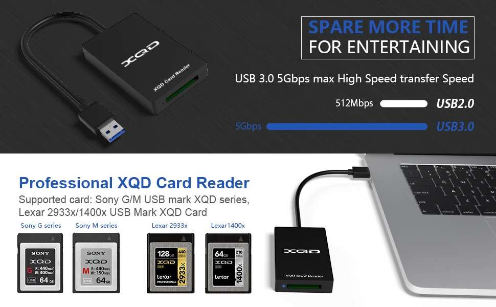 OEM High Speed USB C USB 3.0 XQD Card Reader