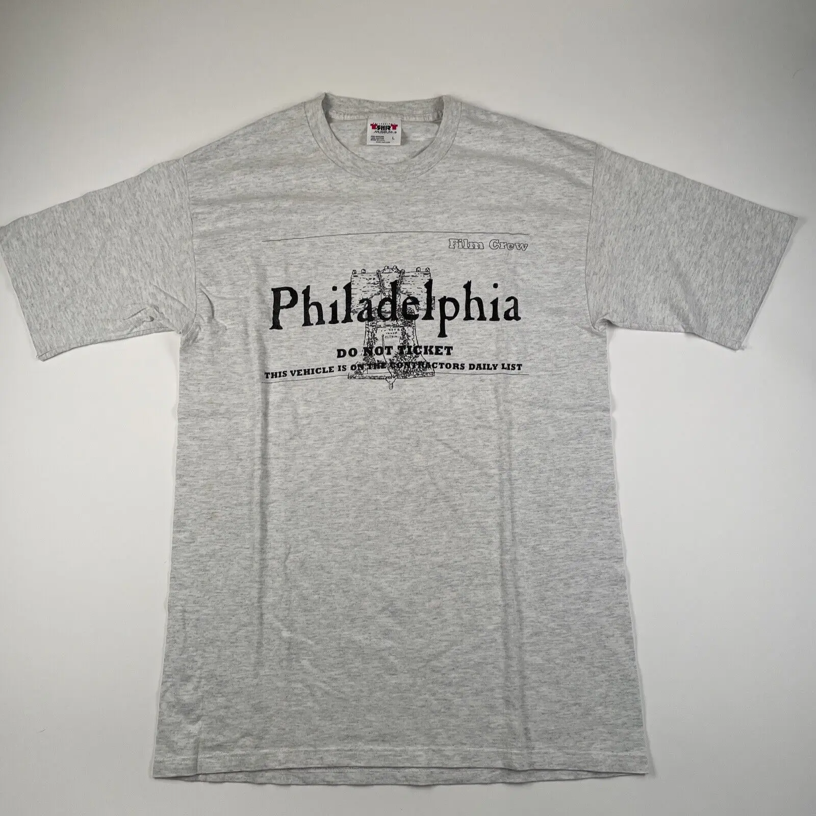 Vintage 90S Philadelphia Film Crew T Shirt Size Large Do Not Ticket Bell