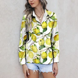 2024 Elegant Women shirts & blouses Fruit printing shirts Long sleeved shirts Suitable daily shirts Fashion Leisure shirts