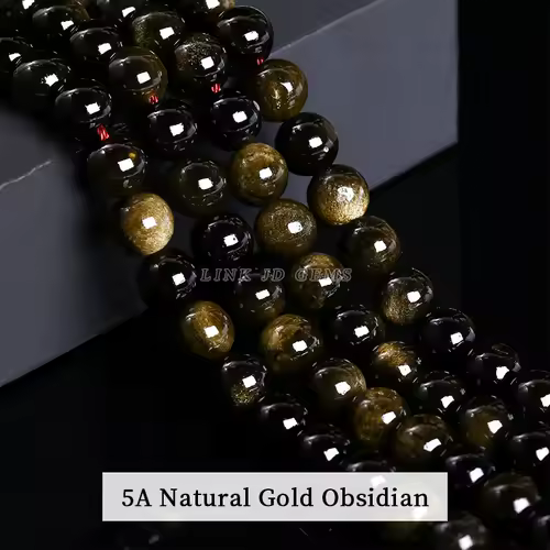 Natural Stone Golden Obsidian Bead Irisation Round Loose Spacer 4 6 8 10 12mm For Jewelry Making Diy Bracelet Necklace Accessory - Image 34