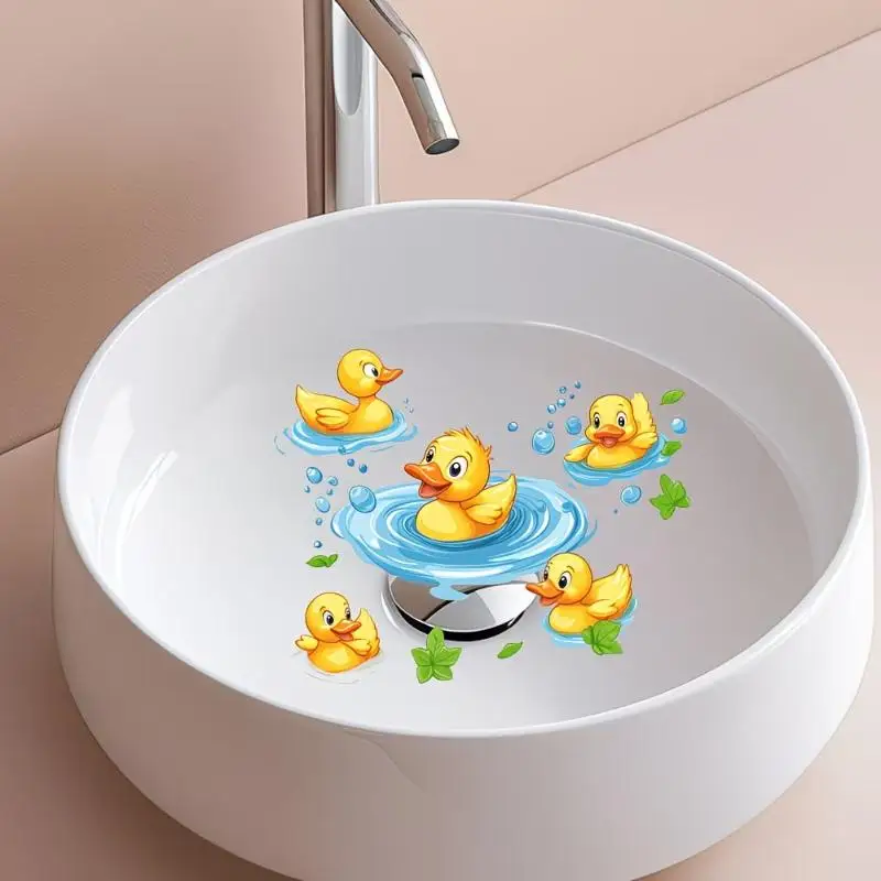 Cute Yellow Duck Bathroom Wall Sticker Toilet Sticker PVC Bathroom Sink Decal Removable Self-Adhesive Home Decor Car Sticker