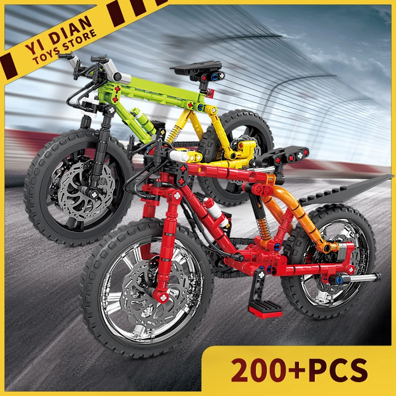 Creative Bricks Bike MOC Set Mountain Bicycle Building Blocks 3D Model Off Road Car Puzzle Toys Boy Children Christmas Gifts DIY