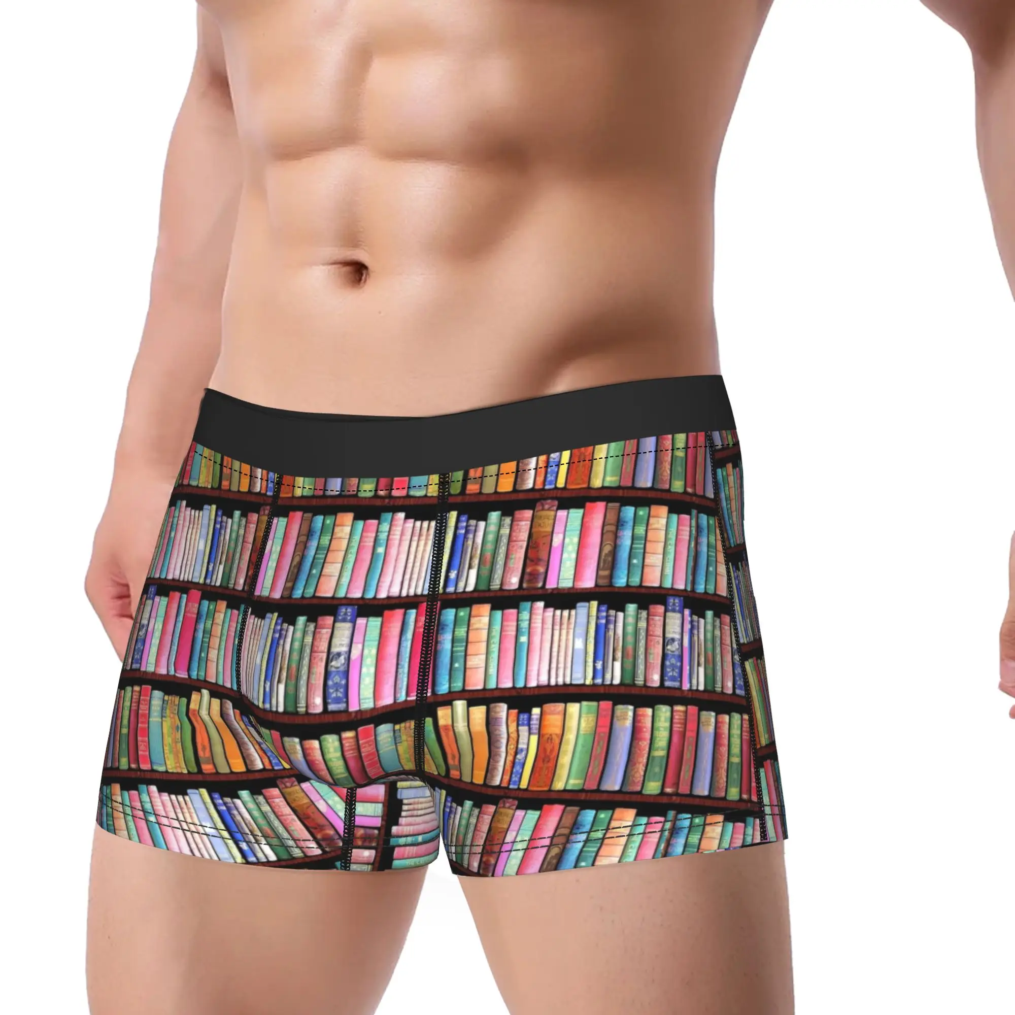 Bookworm Antique book library Underwear  Customs Boxershorts Hot Sale Men's Panties Funny Boxer Brief Gift