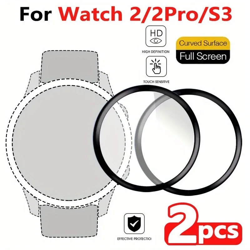 2pcs Full 3D Curved Soft Clear Protective Film For Xiaomi Watch 2/2 Pro S3 Smartwatch Full Cover Screen Protector Accessories