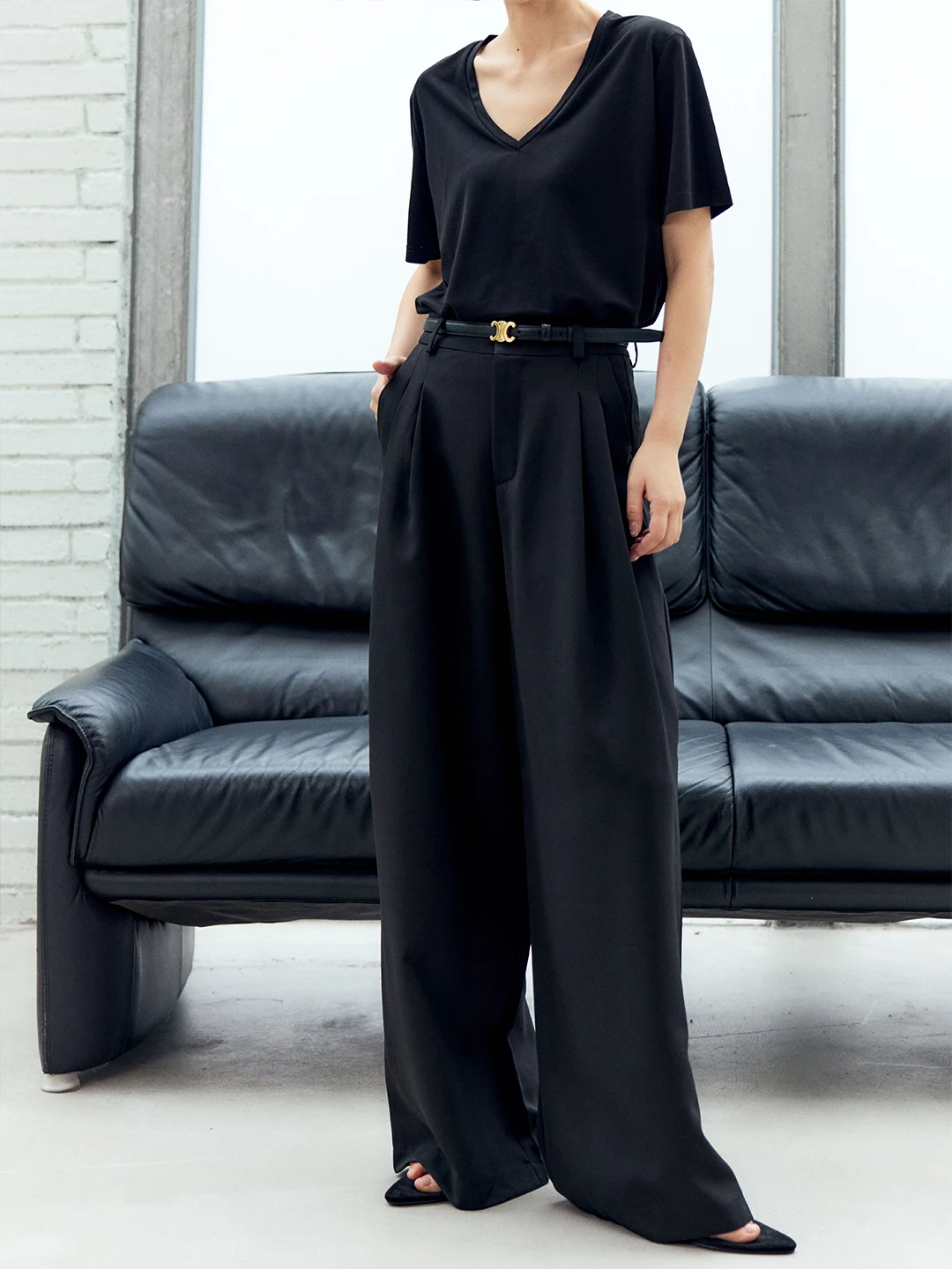 

ZOCHEEO High Waist Straight Leg Wide Leg Pants Women's Floor Length Casual Trousers Simple Sle Comfortable Slimming Effect