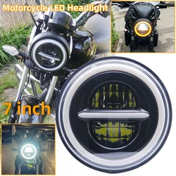 Motorcycle 7 inch LED Headlight with Angel Eyes Halo Ring for BMW R nineT for Yamaha XVS650A for Indian Chieftain LED Headlamp