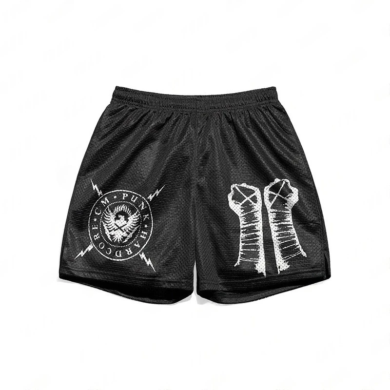 

Летние тренировочные спортивные повседневные шорты, мужские шорты в стиле панк со звездами, быстросохнущие шорты для плавания, унисекс, короткие брюки, пляжная одежда