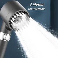 High Pressurized Filter Shower Head 3-mode Adjustable Spray With Massage Brush Rain Faucet Shower Set Bathroom Accessory