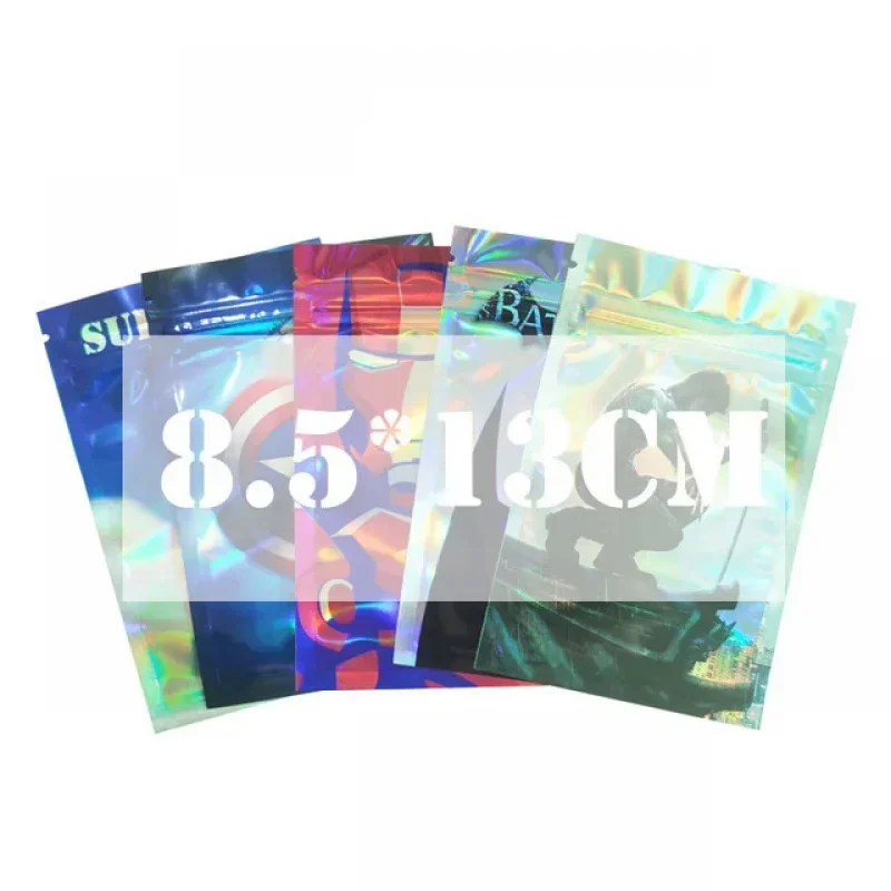 

100 Pcs Mylar Zipper Zip Pouches 8.5x13 CM Smell Proof Edibles Portable Reflective Aluminum Mylar Package Packaging Sachet