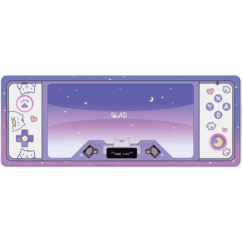 Alfombrilla de ratón Extra grande para consola de juegos, tapete de escritorio bonito, a prueba de agua, antideslizante, Accesorios de escritorio para computadora portátil, púrpura Kawaii