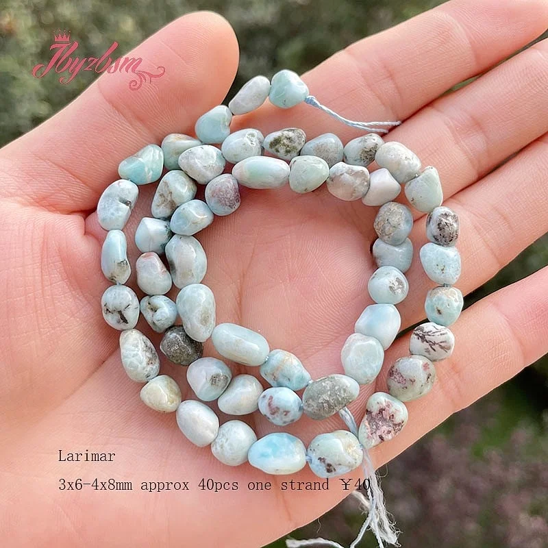 4x5-6x9mm Natural Larimar Freeform Shape Stone Beads For DIY Loose Beads Necklace Bracelats Jewelry Making Strand 15