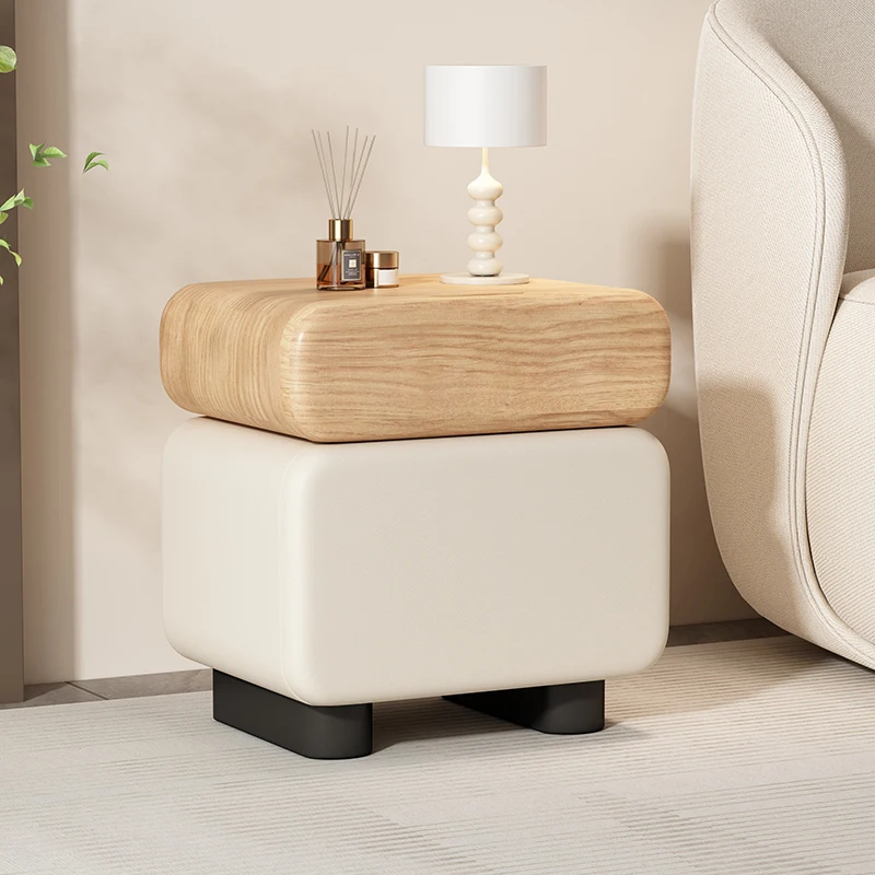 

Premium solid wood bedside table cream antique style simple modern Italian creative bedroom floor locker