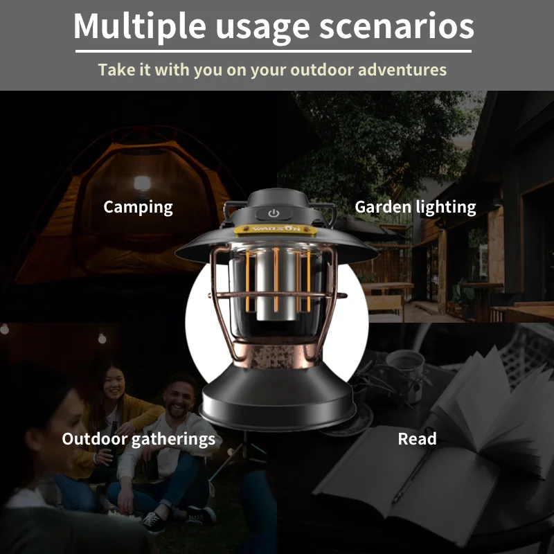 WARSUN CP11 Retro Barn Lantern - Rechargeable LED Camping Light with Multiple Modes and Stepless Dimming