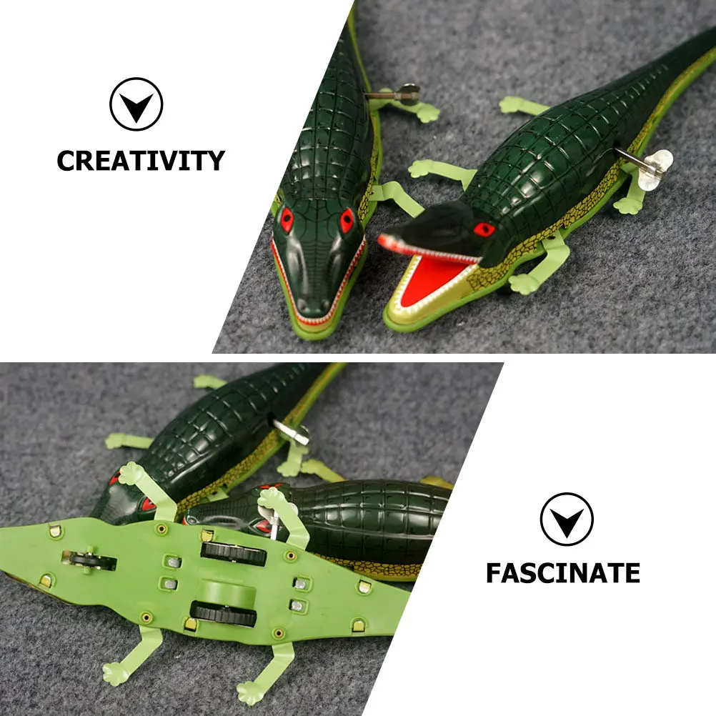 Retro Alligator Shaped Simulation Wind-Up Clockwork Kids Educational Early Cognition Animal Home