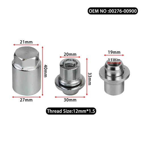 Imagen 2 del producto Juego de tuercas de bloqueo de rueda de 33MM/44MM, M12 x 1,5, reemplazo 00276-00900, 00276-00901 para Toyota Corolla Tacoma Lexus GS300 GS430 GX460