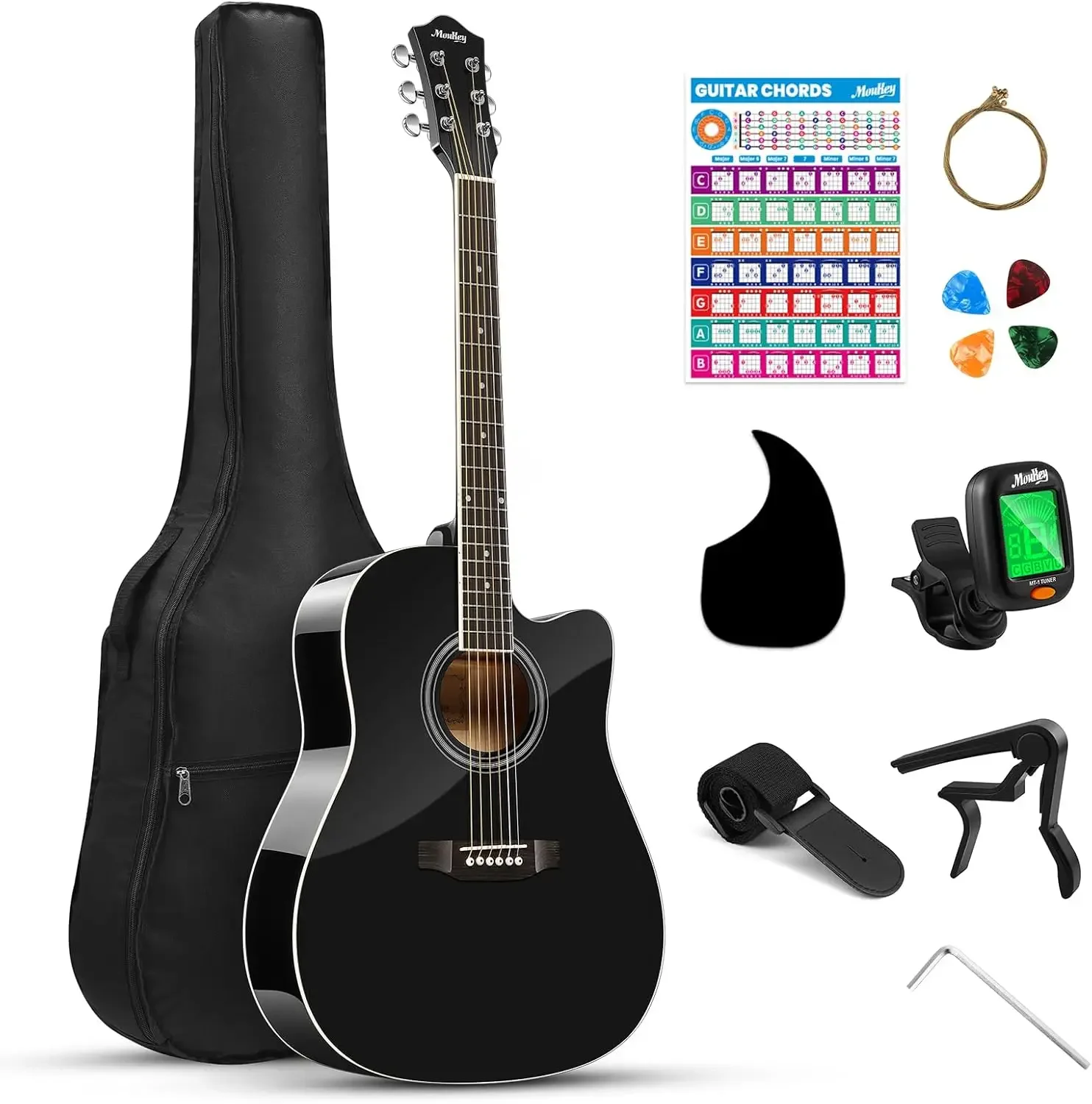 Acoustic Guitar for Beginner Adult Teen Full Size Guitarra Acustica with Chord Poster, Gig Bag, Tuner, Picks, Strings