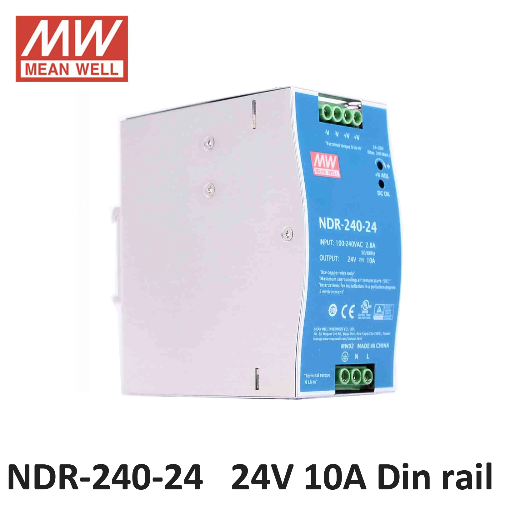 

24VDC MEAN WELL NDR-240-48/24 Single Output 240W 48V 5A Industrial DIN Rail Mounted Meanwell Power Supply 24V 10A MW LED DRIVER