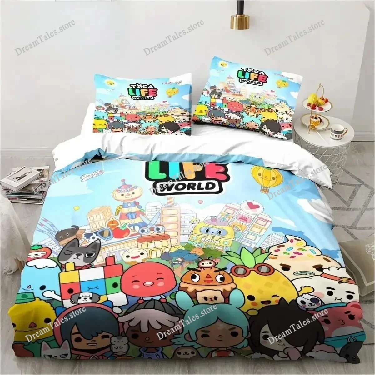

3D Cartoon Game Toca Life World Bedding Set Duvet Cover Bed Set Quilt Cover Pillowcase Comforter King Queen Size Boys Adult741