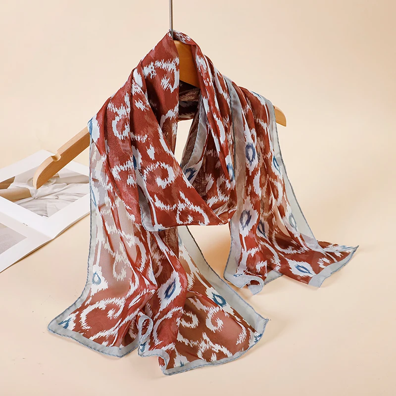 

Luxury Brand Women Beach Scarf Georgette Silk Shawls Design Print Headband Female Summer Headband Wraps Sunscreen Hijab 2025