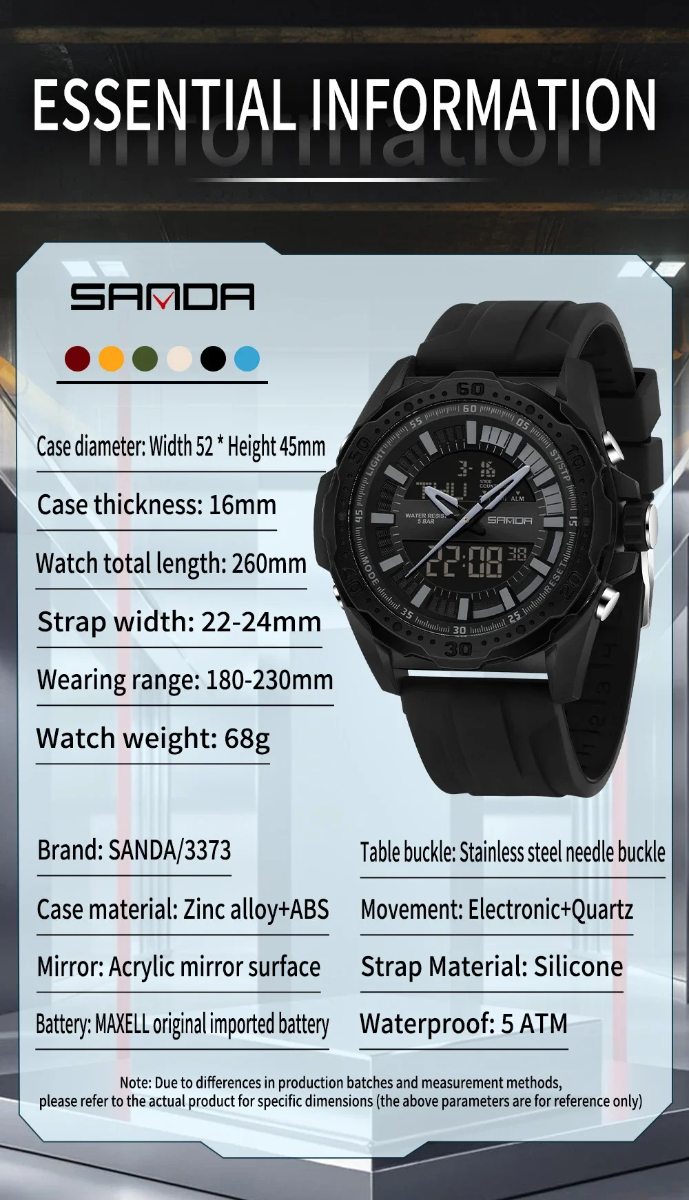 SANDA Men's Dual Display Electronic Watch Sports Multi functional Waterproof LED Student Electronic Watch 2025
