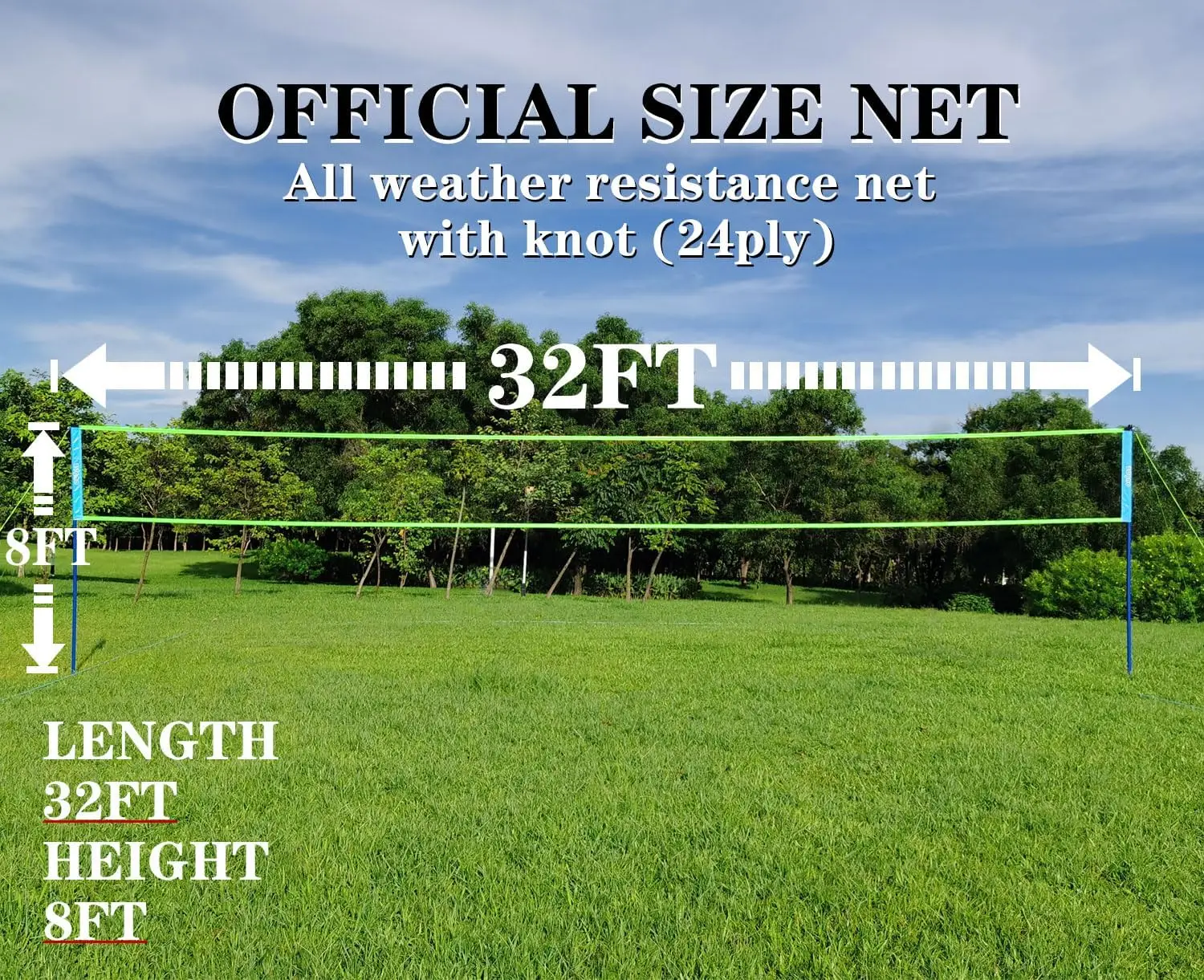 Höhenverstellbares tragbares Volleyball-Netzsystem mit Ball, Pumpe und Tragetasche für Strand-Hinterhofspiele im Freien