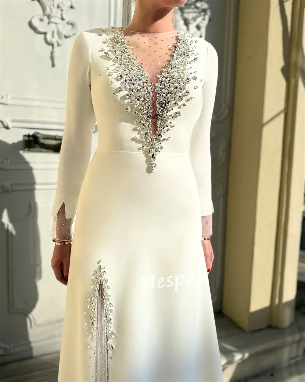 Custom Unisex Plain Knit Sequined Heavy Industry A Line Big Scoop Neck Long Dress Custom Occasion Formal Wear