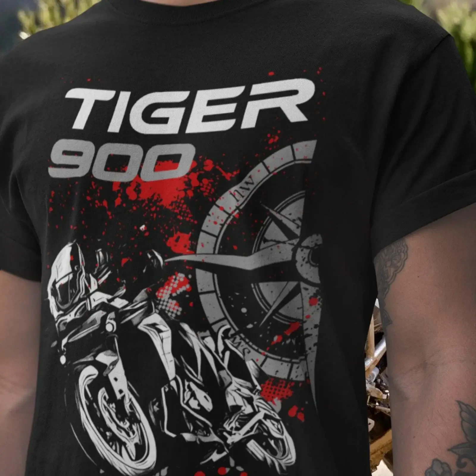 Tiger 900 T Shirt The Adventure Compass Motorcycle Windrose Rider Top For Fans All Road Explorer  vintage Washed