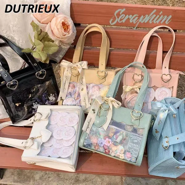 2024 New Spring Autumn Japanese Style Women's Handbags Elegant Ribbon Portable Shoulder Bag Badge Sweet JK Uniform Girl Bags