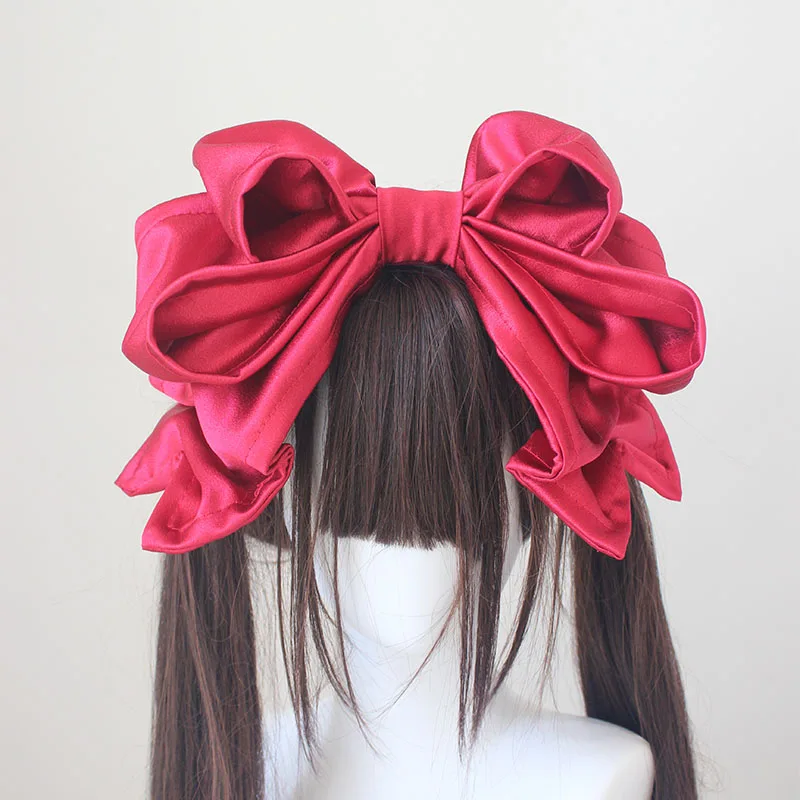 여자 귀여운 헤어웨어 오버사이즈 리본 헤어밴드 수제 JK KC 벨벳 새틴 리본 헤어밴드 로리타 헤어 액세서리